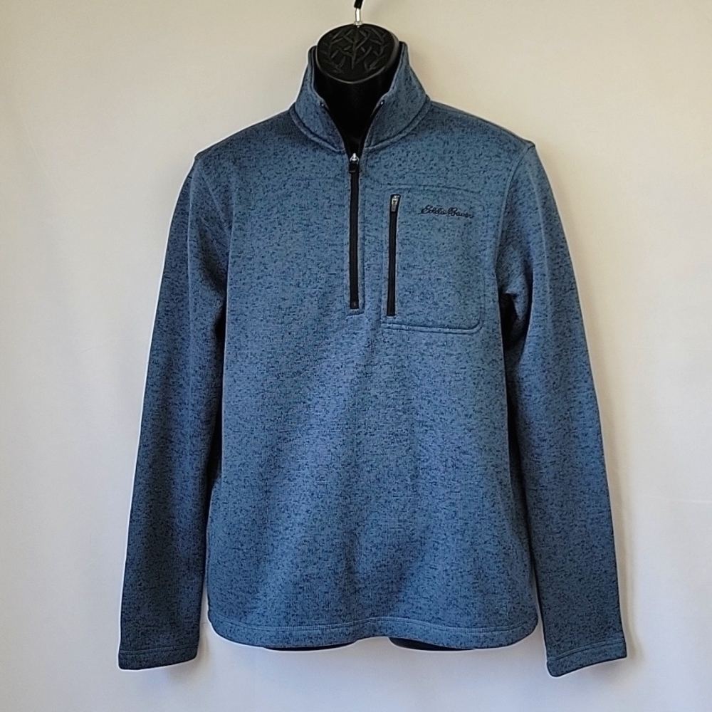 Eddie Bauer Fleece Lined 1/2 Zip Sweater Blue Size Medium